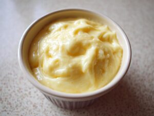 Close-up of creamy, smooth yellow cheese sauce, perfect for a melting pot cheese fondue recipe.