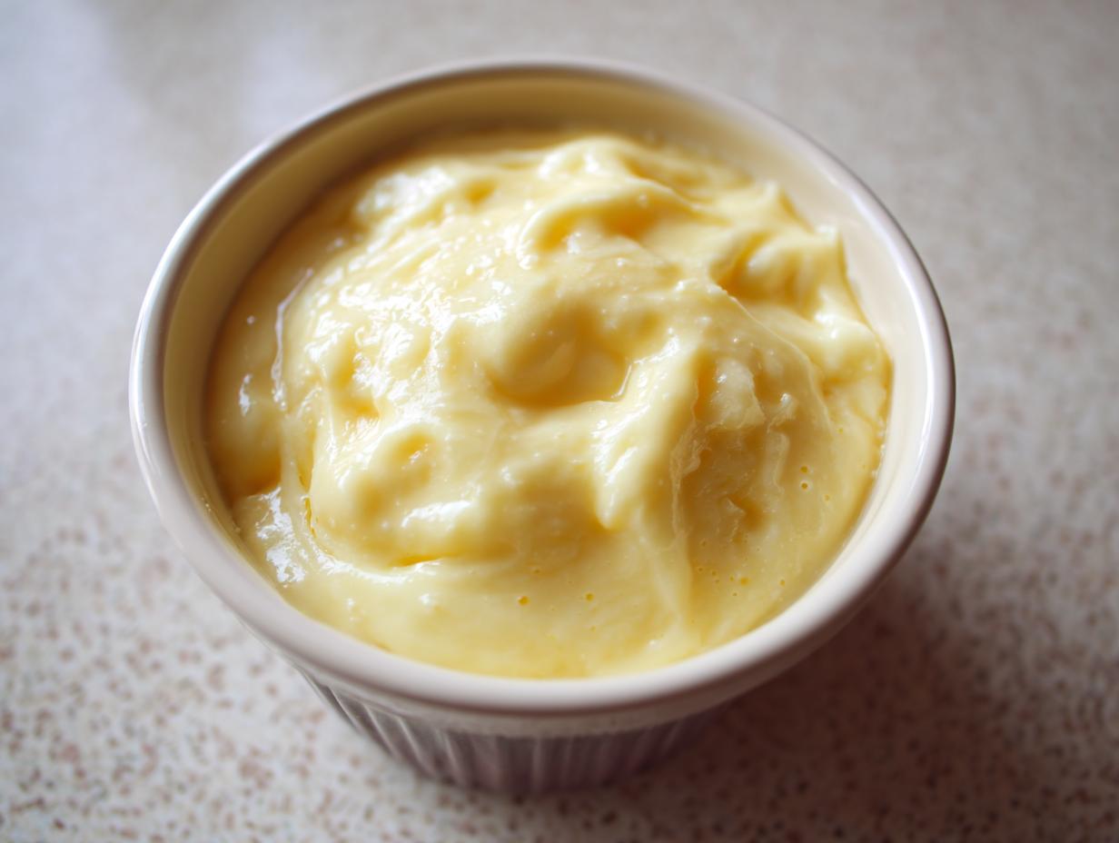 Close-up of creamy, smooth yellow cheese sauce, perfect for a melting pot cheese fondue recipe.